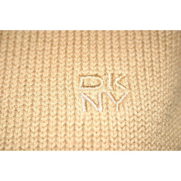 DKNY Womens Ribbed Knit Camel Sweater Long Sleeve Crewneck  Size Medium - Picture 2 of 6
